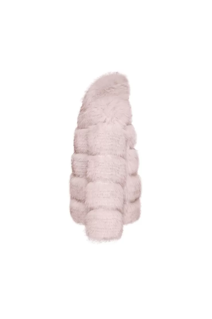 Ozlana Sophisticate Longline Fox Fur Jacket(Pink) | Women Full Fur Jackets
