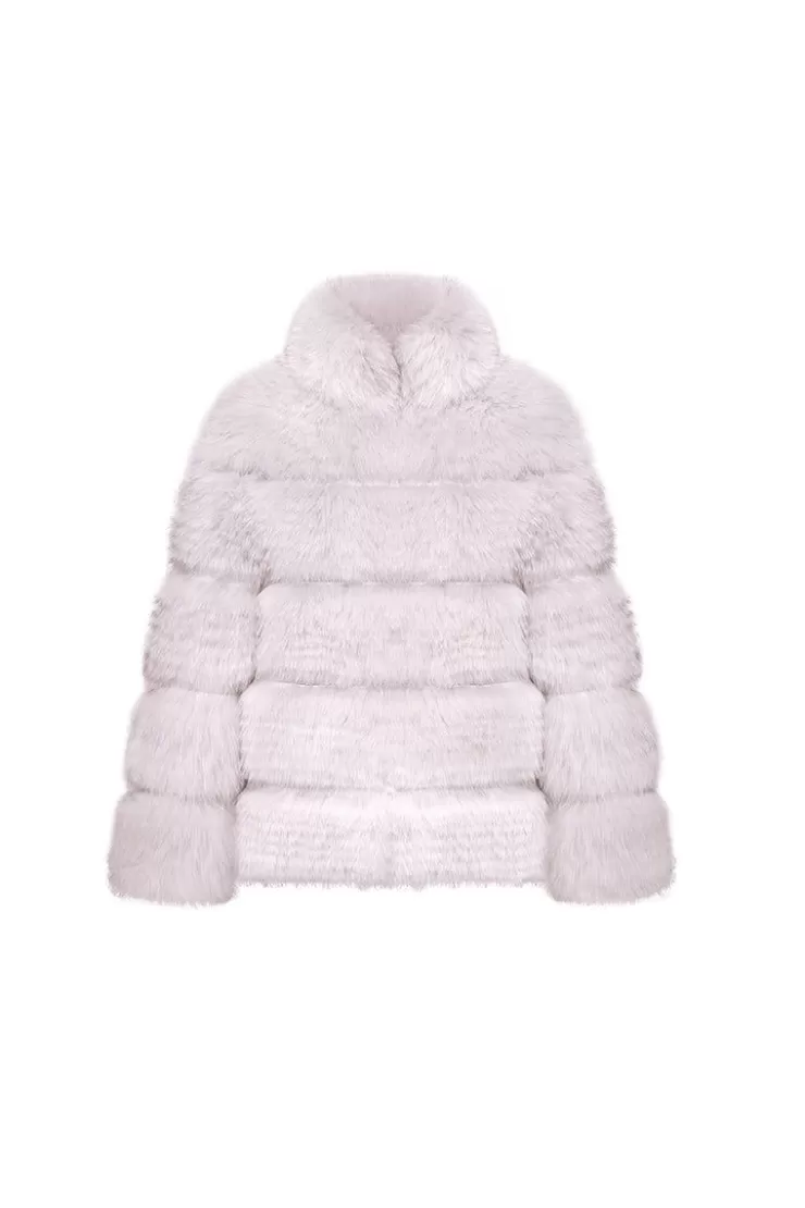 Ozlana Sophisticate Longline Fox Fur Jacket(Purple) | Women Omniverse: Milan Runway Collection