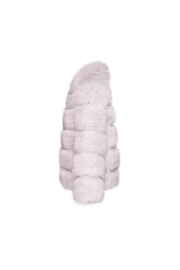 Ozlana Sophisticate Longline Fox Fur Jacket(Purple) | Women Full Fur Jackets