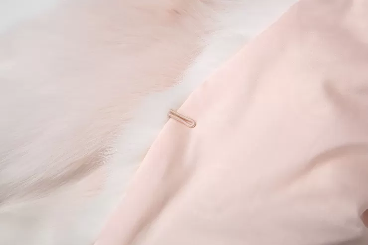 Ozlana Sunrise Gradient Cropped Buckle Neck Fox Fur Jacket (Pink Gradient) | Women Full Fur Jackets