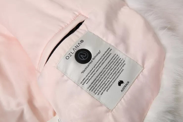 Ozlana Sunrise Gradient Cropped Buckle Neck Fox Fur Jacket (Pink Gradient) | Women Full Fur Jackets