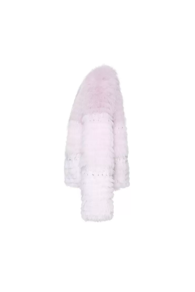 Ozlana Sunset Gradient Crystal Fox Fur Jacket(Purple Gradient) | Women Full Fur Jackets