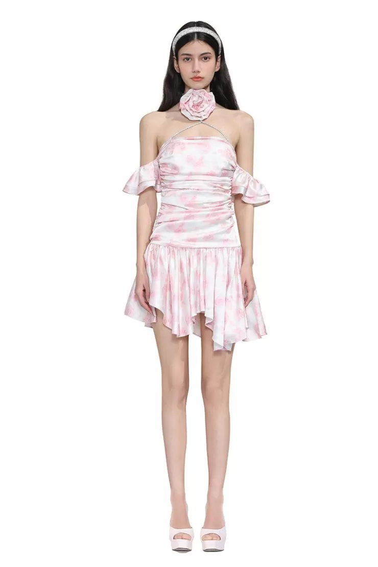Ozlana Tideflower Draped Dress (Pink) | Women Dresses & Sets