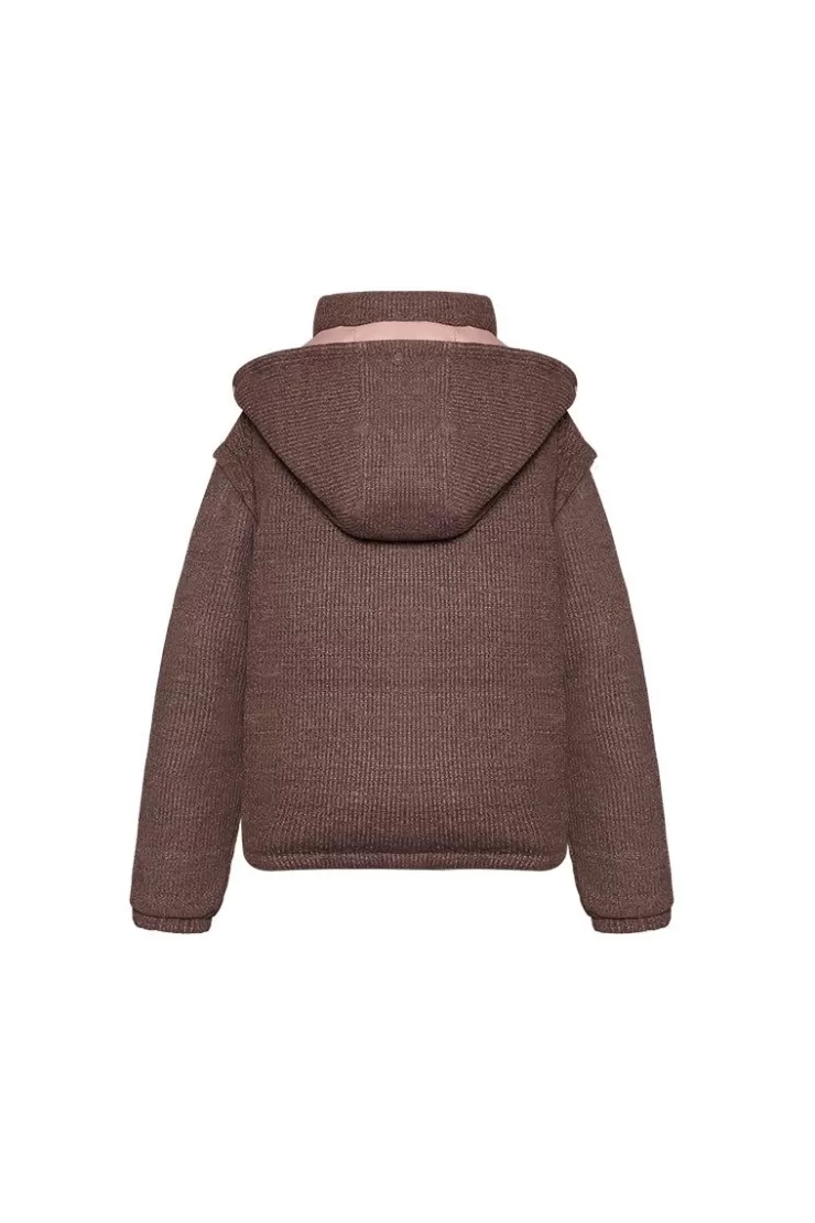 Ozlana Turnover Knit Multi-Weardown Jacket(Pink + Coffee Color) | Women Down Puffer Jackets