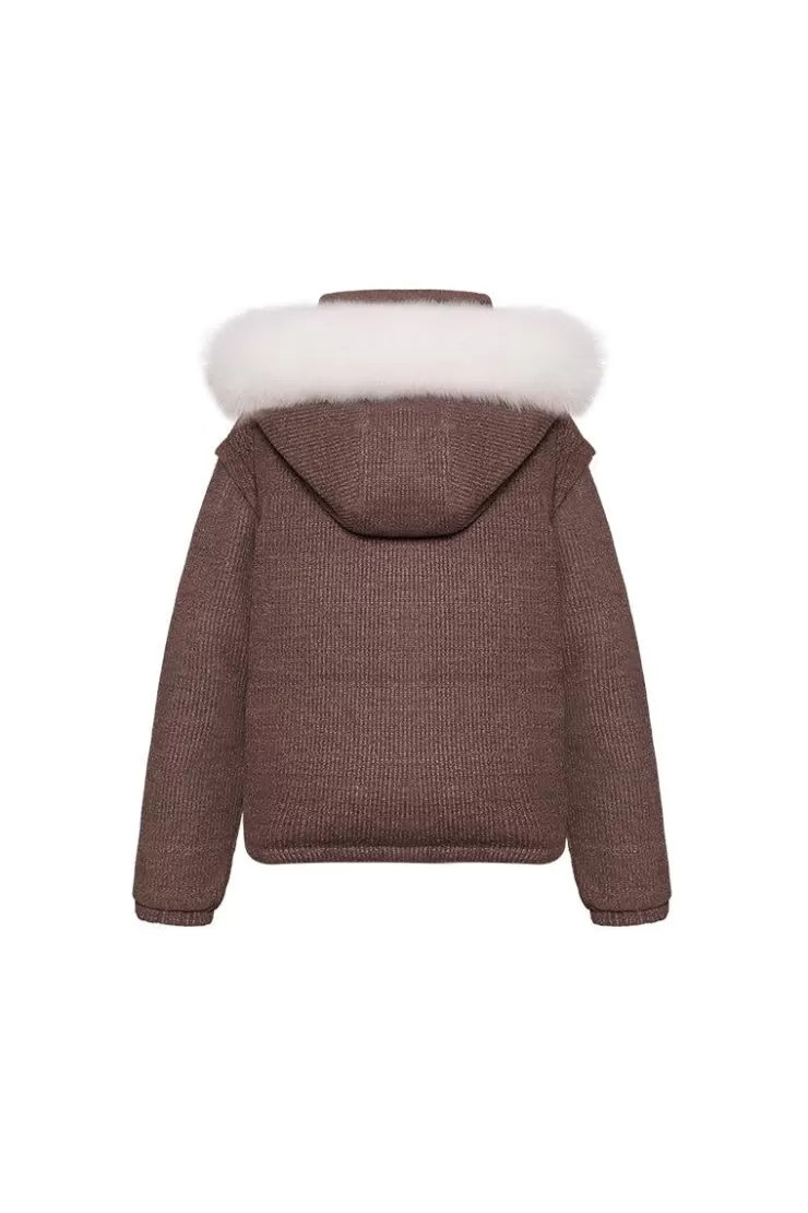 Ozlana Turnover Knit Multi-Weardown Jacket(Pink + Coffee Color) | Women Down Puffer Jackets