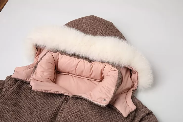 Ozlana Turnover Knit Multi-Weardown Jacket(Pink + Coffee Color) | Women Down Puffer Jackets