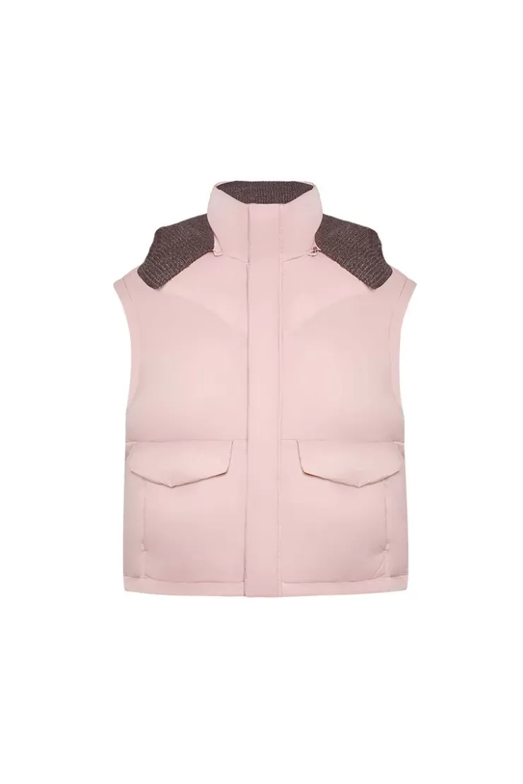 Ozlana Turnover Knit Multi-Weardown Jacket(Pink + Coffee Color) | Women Down Puffer Jackets