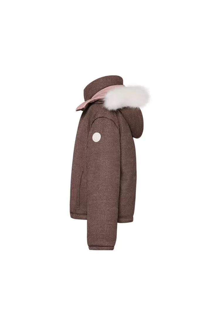 Ozlana Turnover Knit Multi-Weardown Jacket(Pink + Coffee Color) | Women Down Puffer Jackets