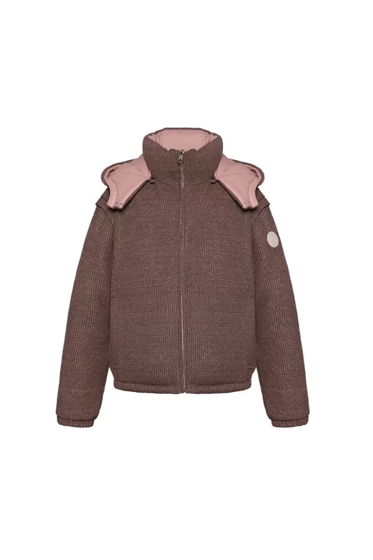 Ozlana Turnover Knit Multi-Weardown Jacket(Pink + Coffee Color) | Women Down Puffer Jackets