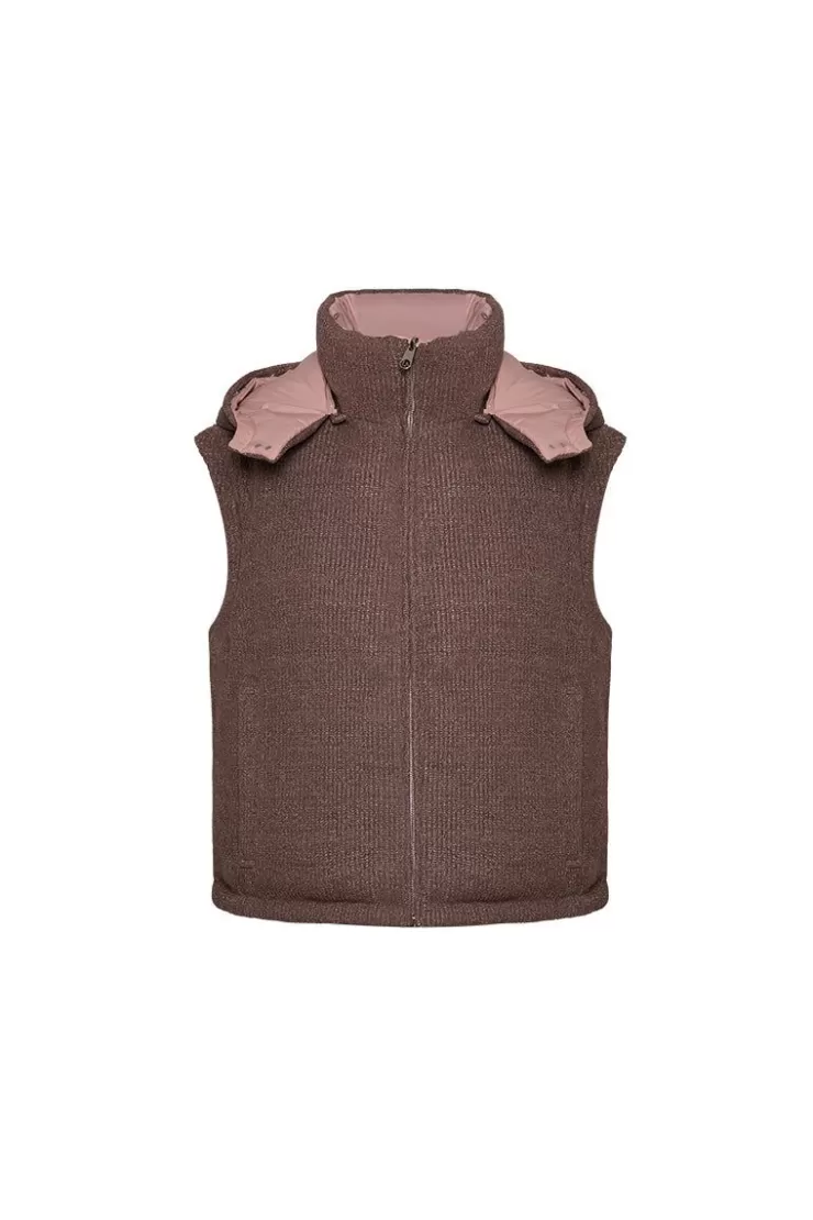 Ozlana Turnover Knit Multi-Weardown Jacket(Pink + Coffee Color) | Women Down Puffer Jackets