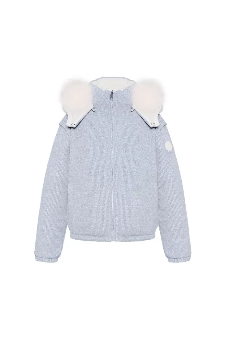 Ozlana Turnover Knit Multi-Weardown Jacket(White + Blue) | Women Down Puffer Jackets