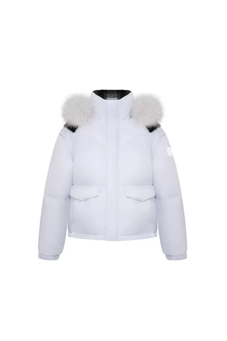 Ozlana Turnover Multi-Wear Plaid Down Jacket(Blue+Black Check) | Women Down Puffer Jackets