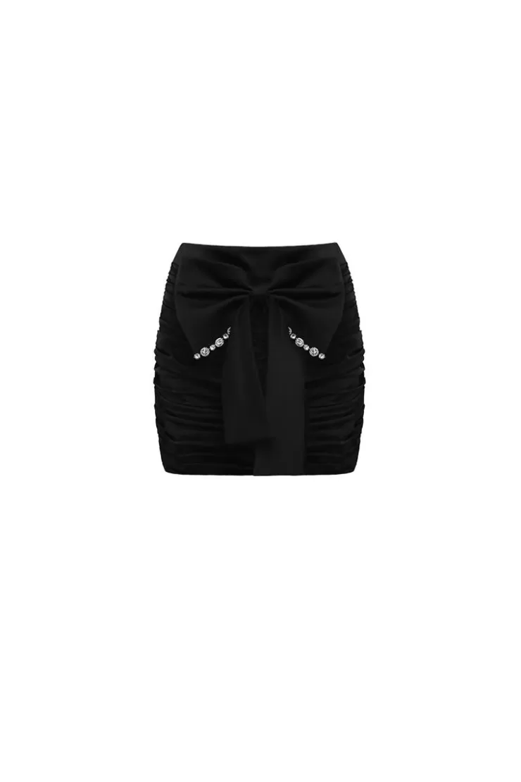 Ozlana Valley Of The Sea Draped Skirt(Black) | Women Bottoms