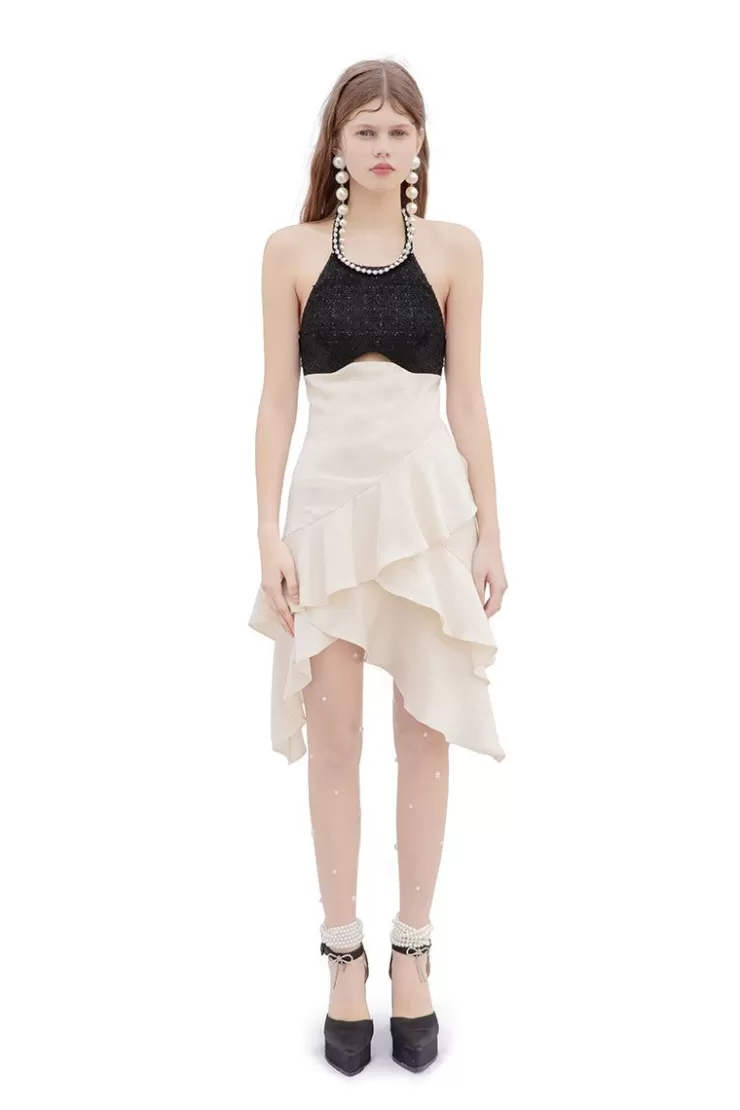 Ozlana Venus Rises Contrast Midi Dress(Cream) | Women Dresses & Sets