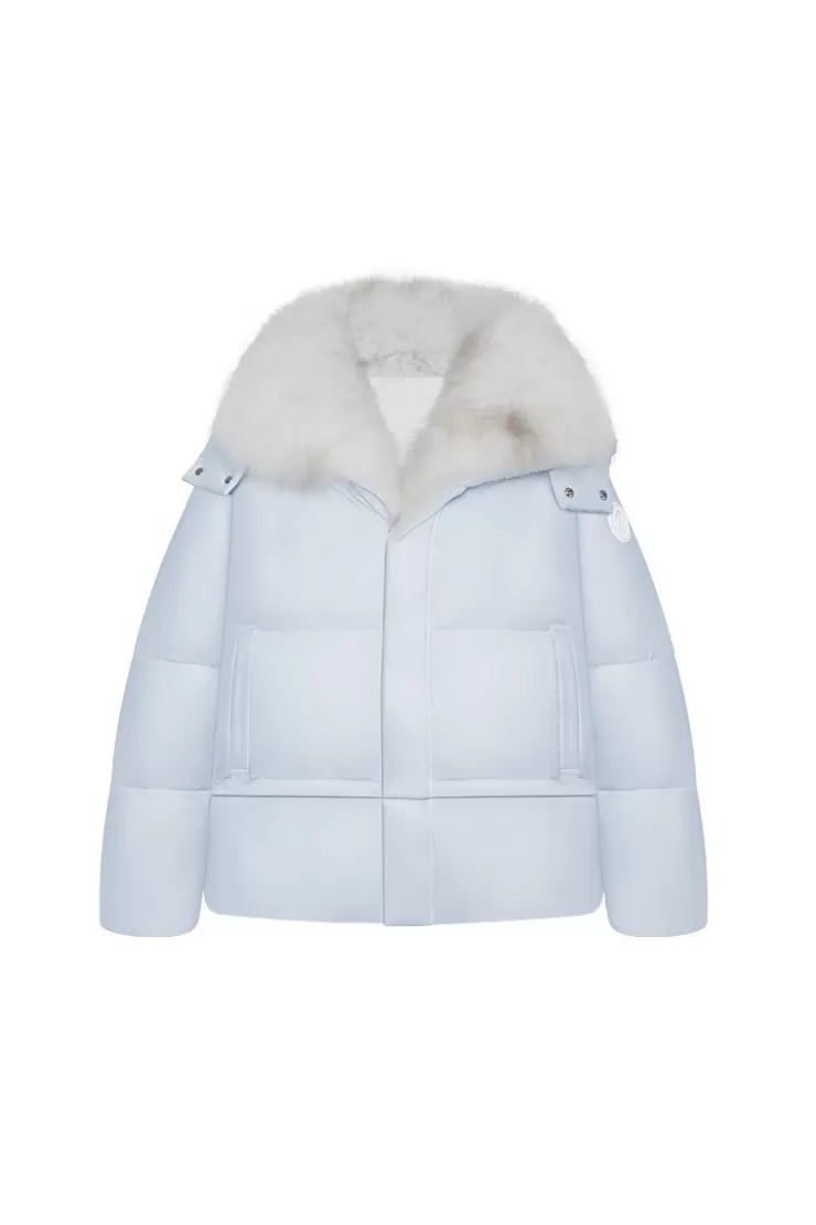 Ozlana Versefox Fur Collar Multi-Wear Down Jacket(Blue) | Women Down Puffer Jackets