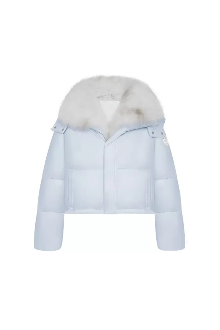 Ozlana Versefox Fur Collar Multi-Wear Down Jacket(Blue) | Women Down Puffer Jackets