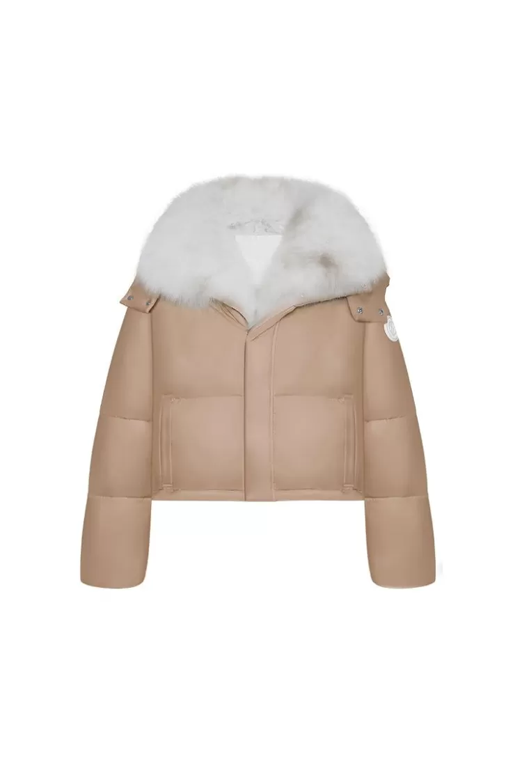 Ozlana Versefox Fur Collar Multi-Wear Down Jacket(Camel) | Women Down Puffer Jackets