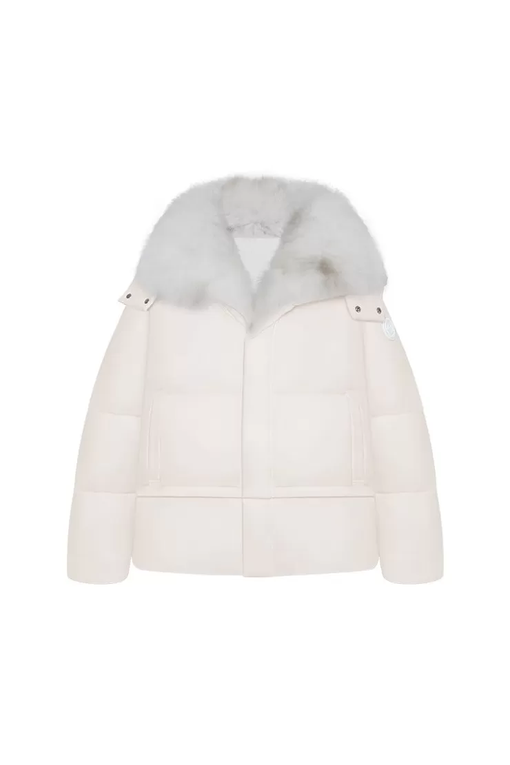Ozlana Versefox Fur Collar Multi-Wear Down Jacket(Light Apricot) | Women Down Puffer Jackets