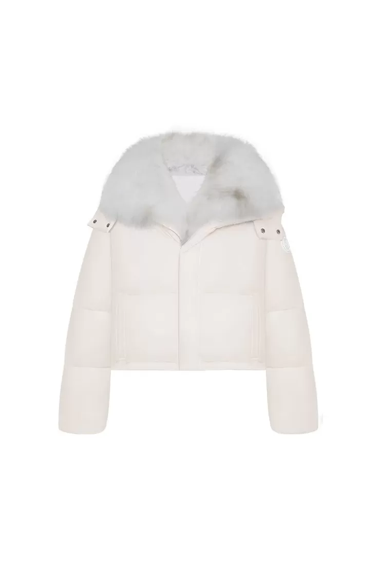 Ozlana Versefox Fur Collar Multi-Wear Down Jacket(Light Apricot) | Women Down Puffer Jackets