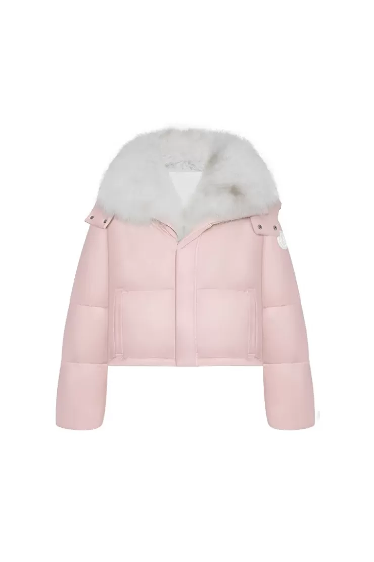 Ozlana Versefox Fur Collar Multi-Wear Down Jacket(Pink) | Women Down Puffer Jackets