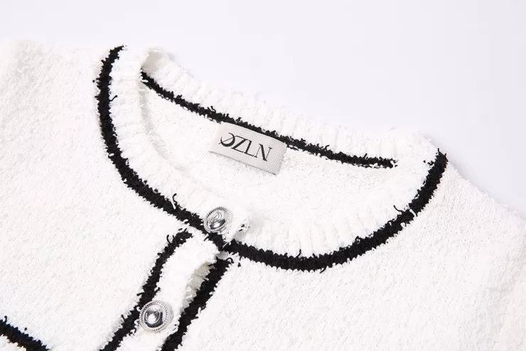 Ozlana Vintage Textured Round Neck Cardigan (White) | Women Knits
