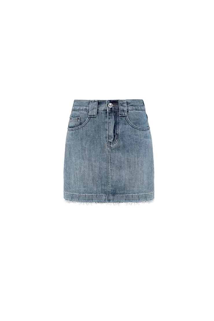 Ozlana Vintage Wash Denim Mini(Denim Blue ) | Women Ozln