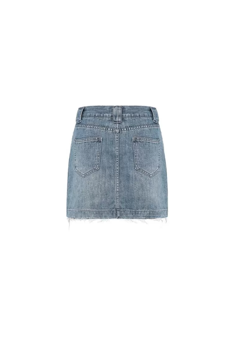 Ozlana Vintage Wash Denim Mini(Denim Blue ) | Women Bottoms