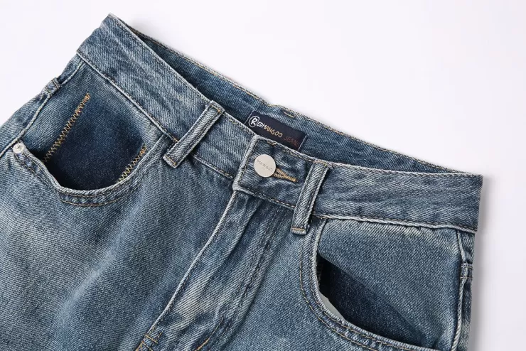 Ozlana Vintage Wash Denim Split Flare Jeans(Denim Blue ) | Women Bottoms