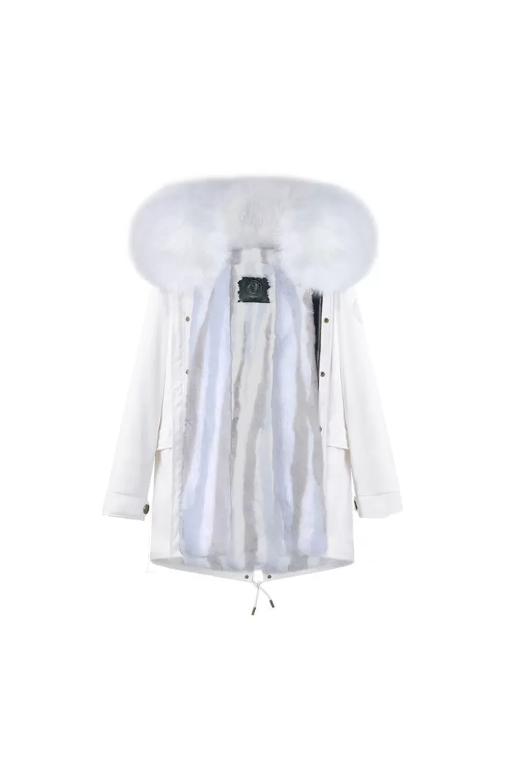 Ozlana White +Blue Stripe | Women Classic & Designer Parkas
