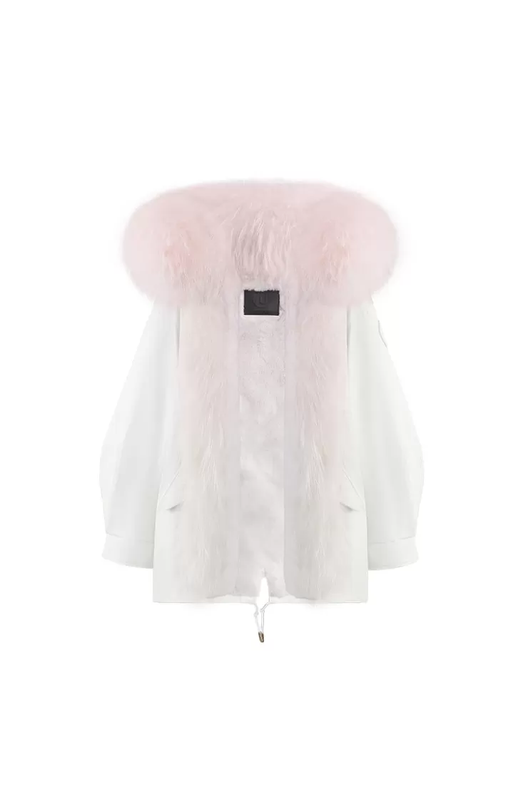Ozlana White Oversize Parka +Pink Gradient | Women Classic & Designer Parkas