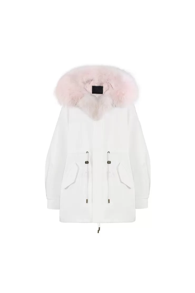 Ozlana White Oversize Parka +Pink Gradient | Women Classic & Designer Parkas