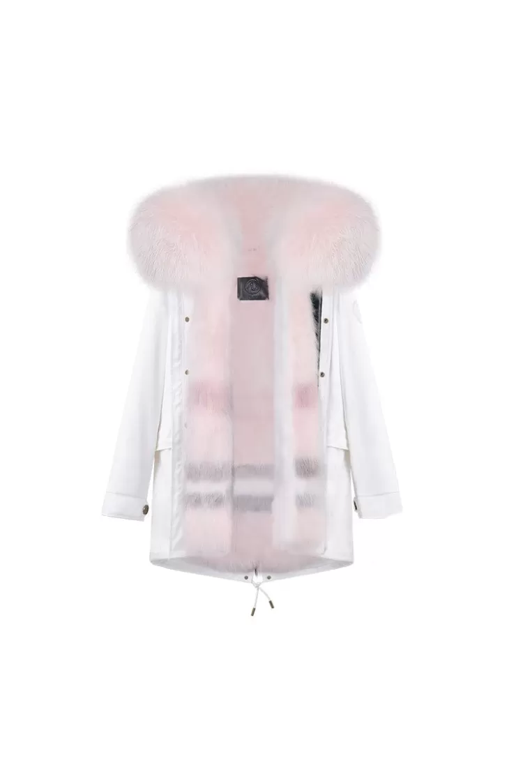 Ozlana White +Pink Check | Women Classic & Designer Parkas