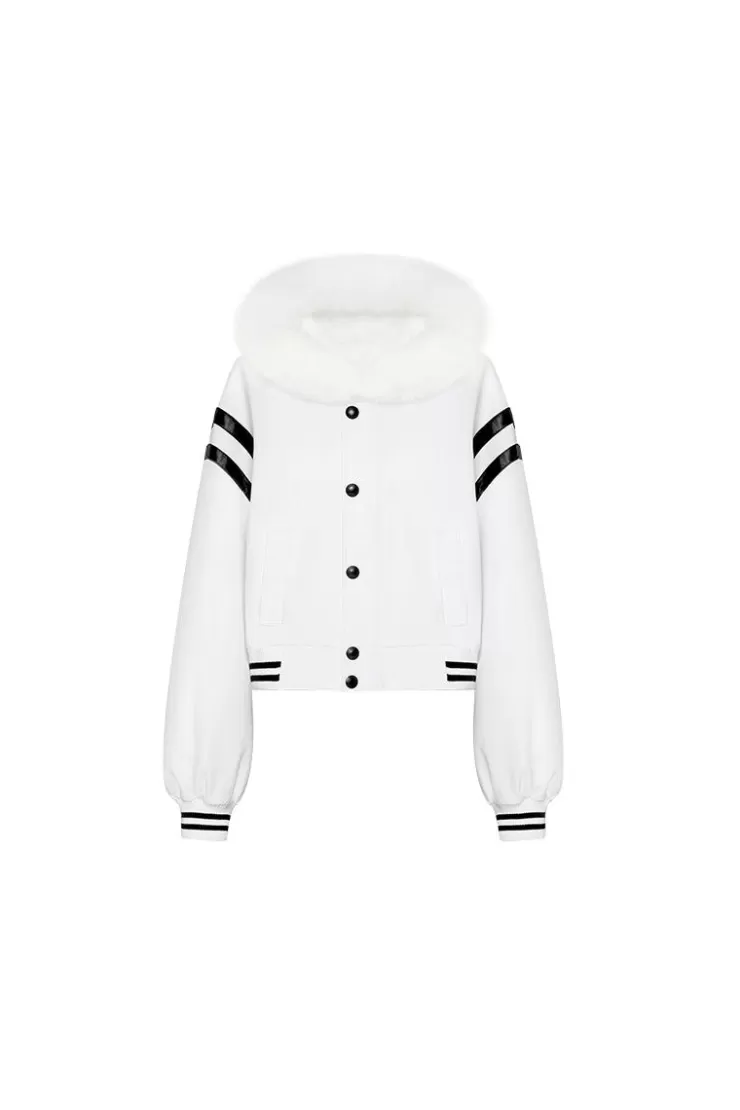 Ozlana White Short Baseball Parka | Women Classic & Designer Parkas