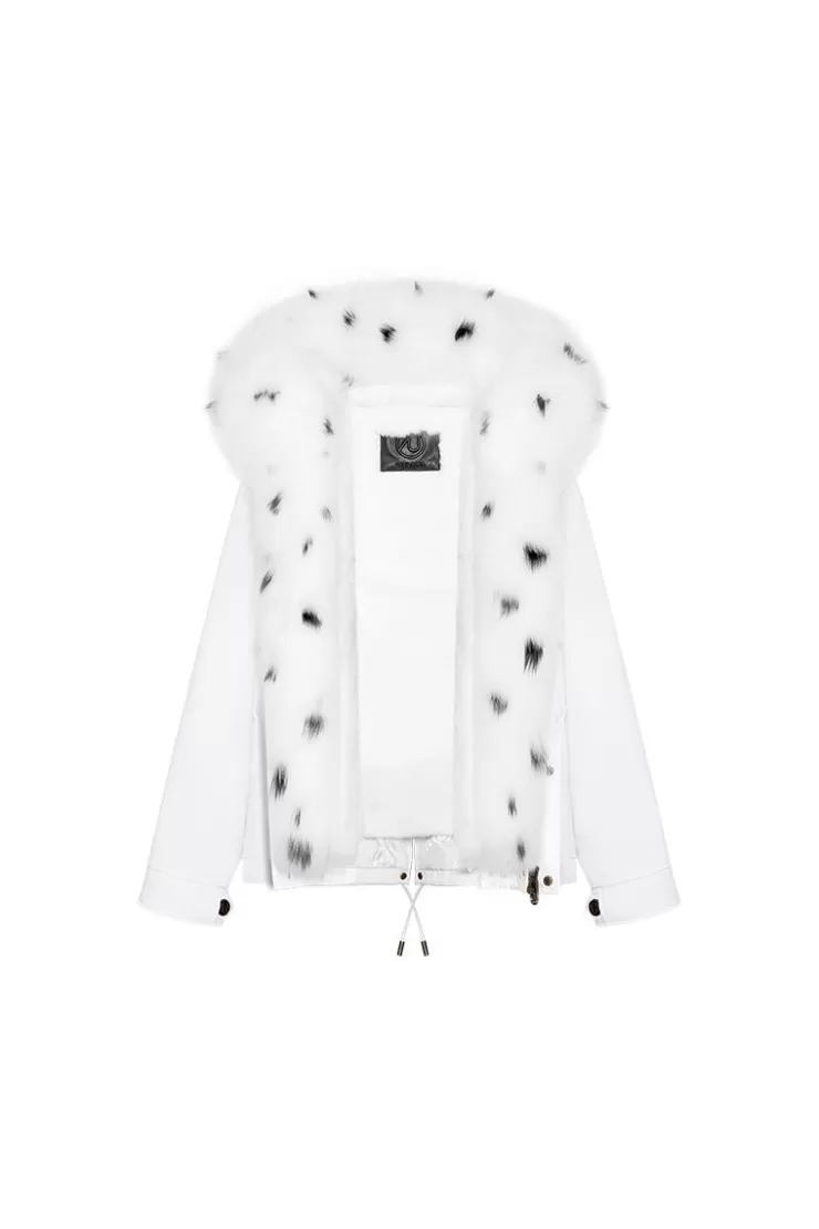 Ozlana White Short Oversize Parka+White Polar Fox | Women Omniverse: Milan Runway Collection