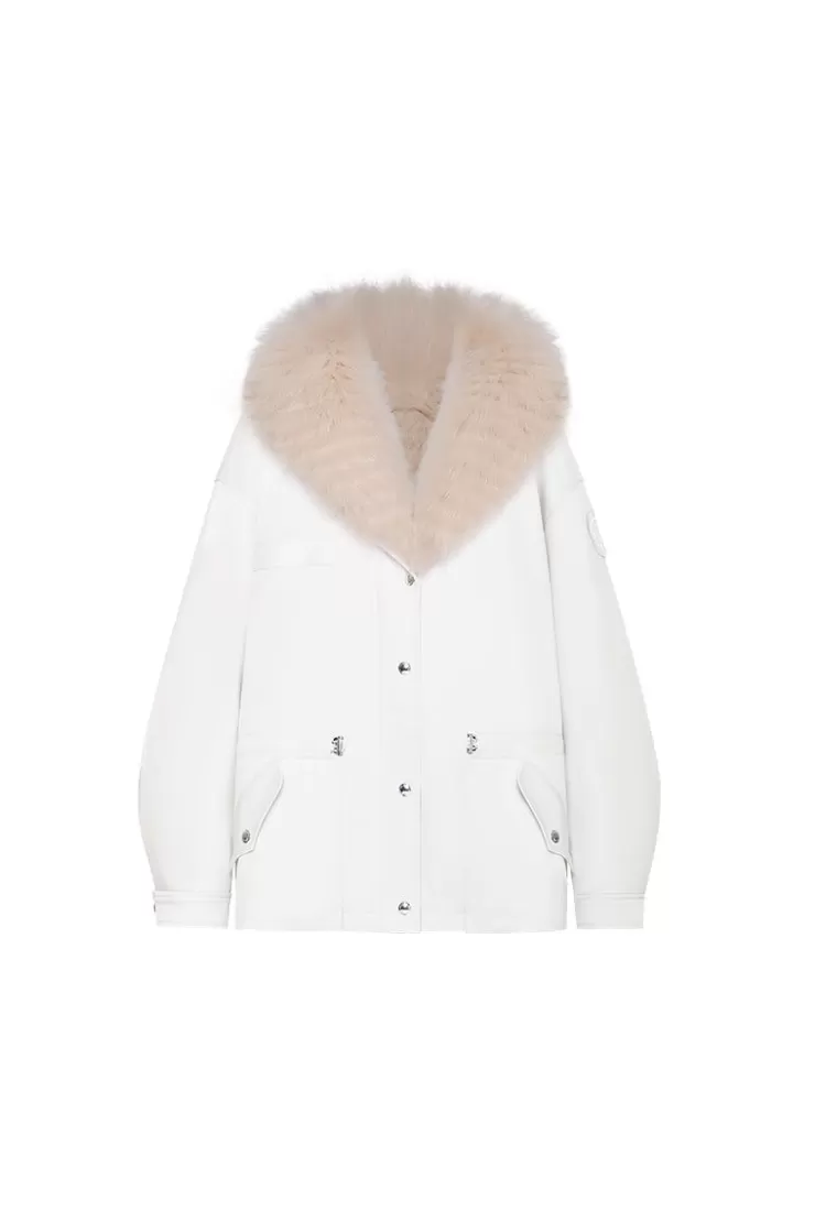 Ozlana White Transform Parka + Cream Fur Coat | Women Classic & Designer Parkas