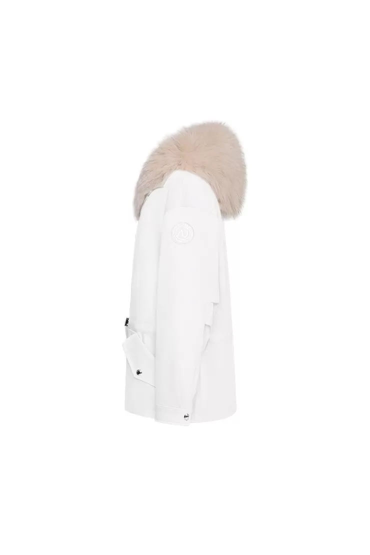 Ozlana White Transform Parka +Cream Hooded Fur Coat | Women Classic & Designer Parkas