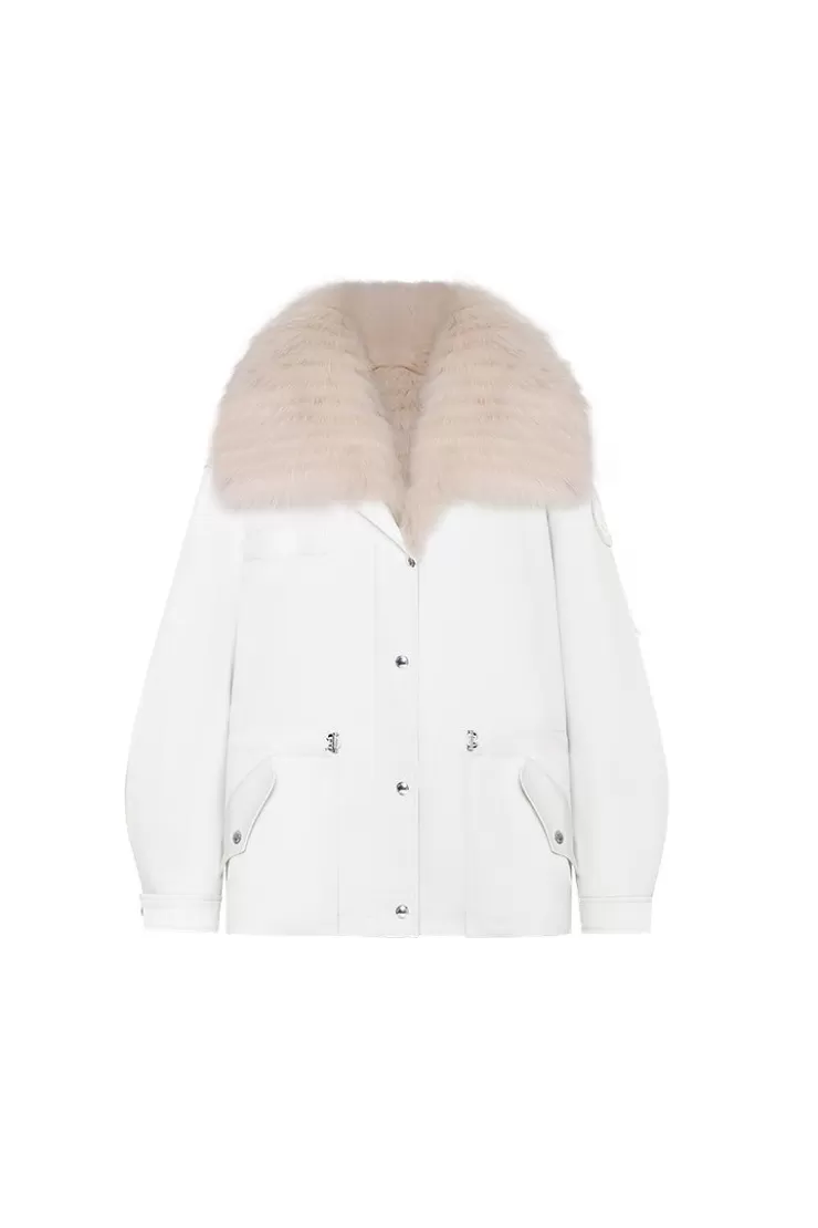 Ozlana White Transform Parka +Cream Lapel Fur Coa | Women Classic & Designer Parkas