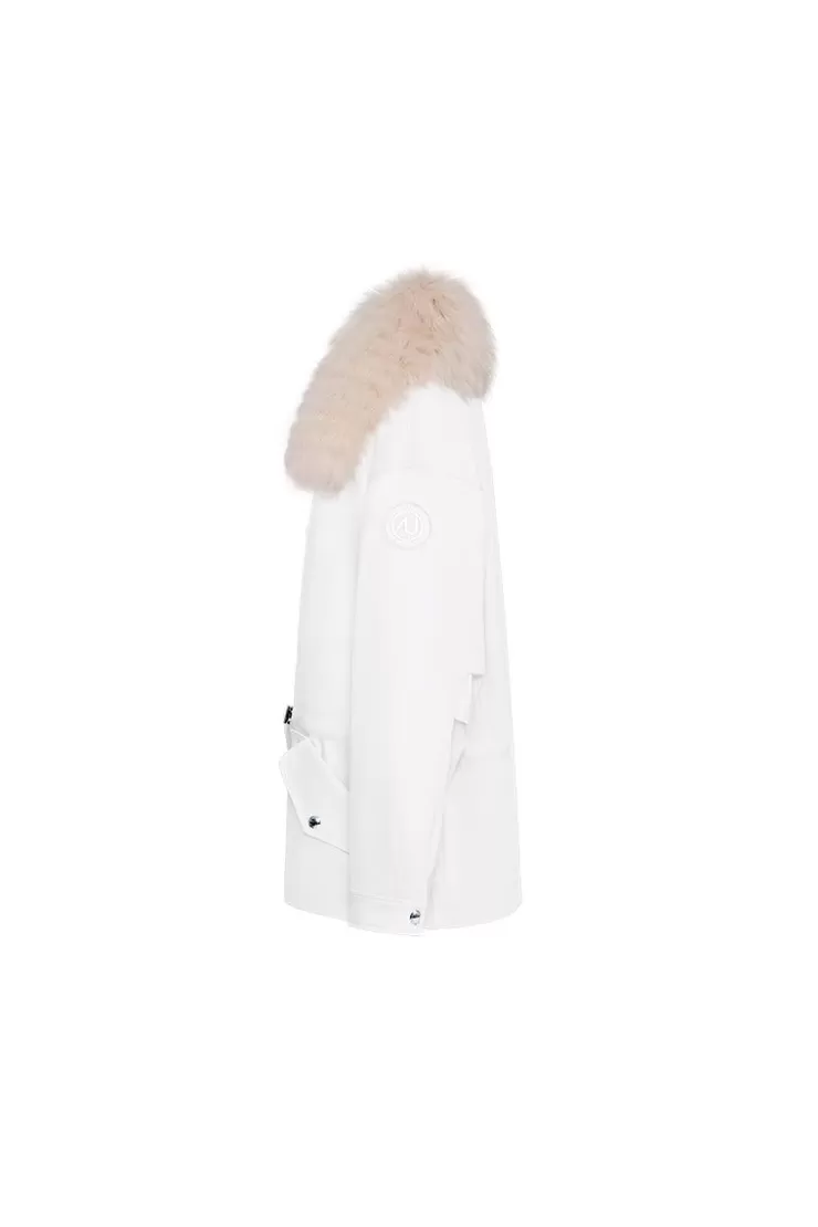 Ozlana White Transform Parka +Cream Lapel Fur Coa | Women Classic & Designer Parkas