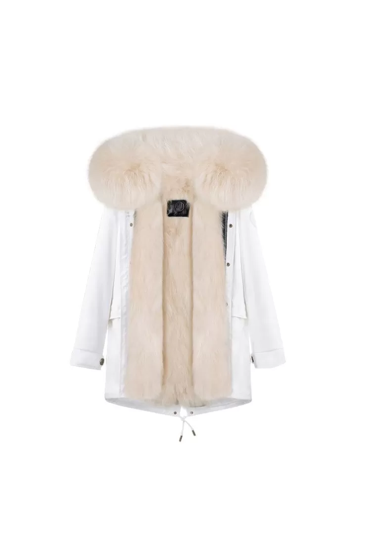 Ozlana White+Classic Creamy Raccoon | Women Classic & Designer Parkas