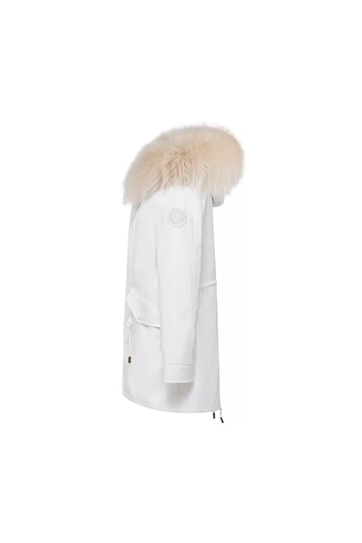 Ozlana White+Classic Creamy Raccoon | Women Classic & Designer Parkas